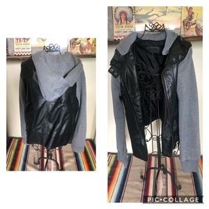Vegan leather hoodie jacket